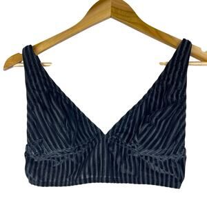 Victoria's Secret PINK Velvet & Sheer Stripe Bralette Black- Large